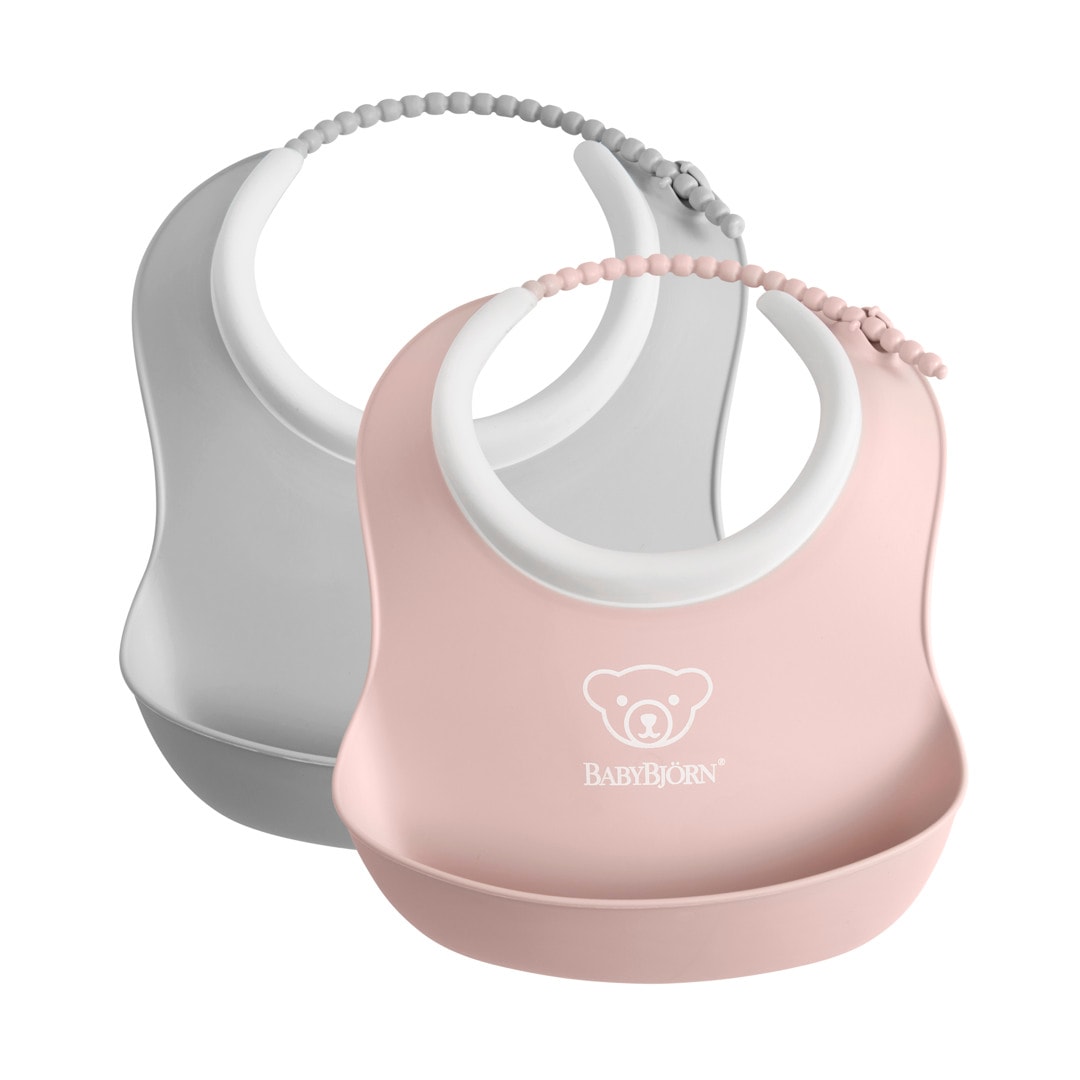 Small Bib 2-pack Grey Powder Pink