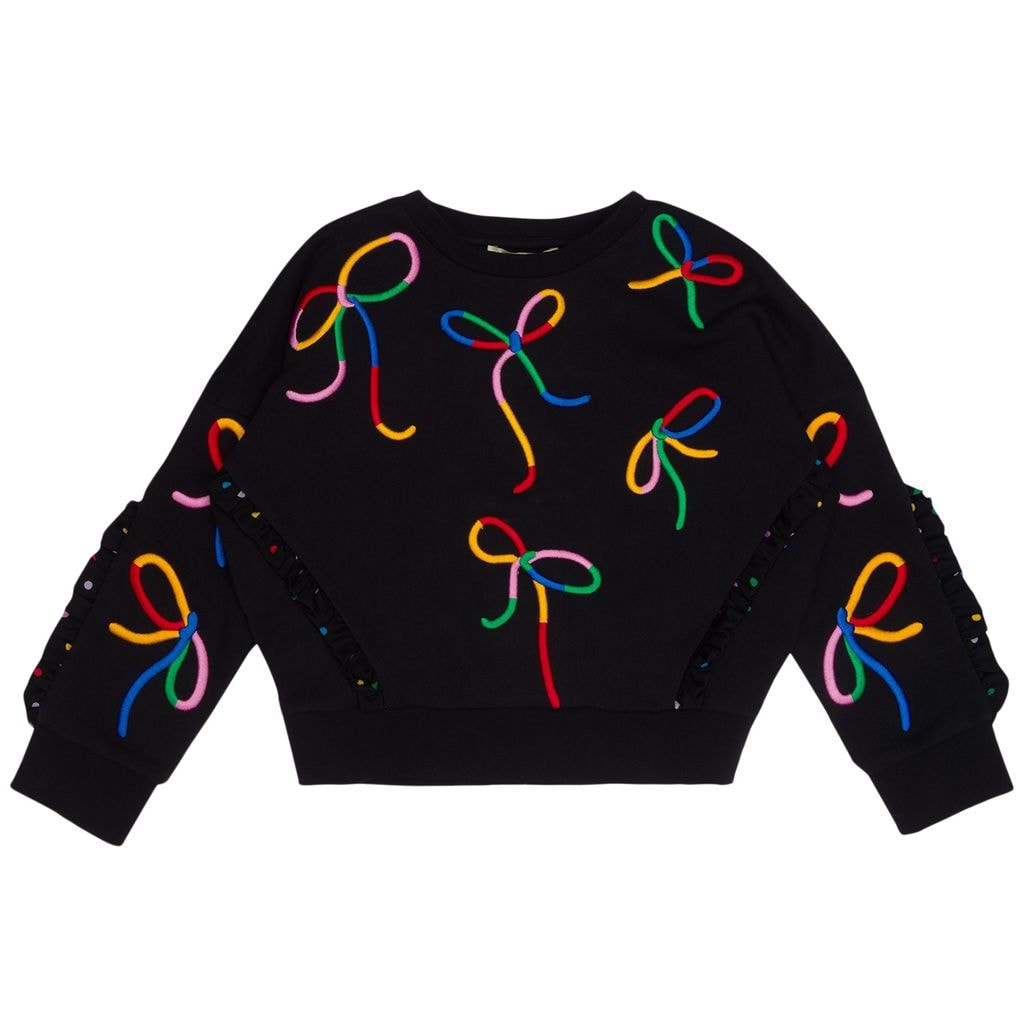 Embroidered Sweater With Bows Black