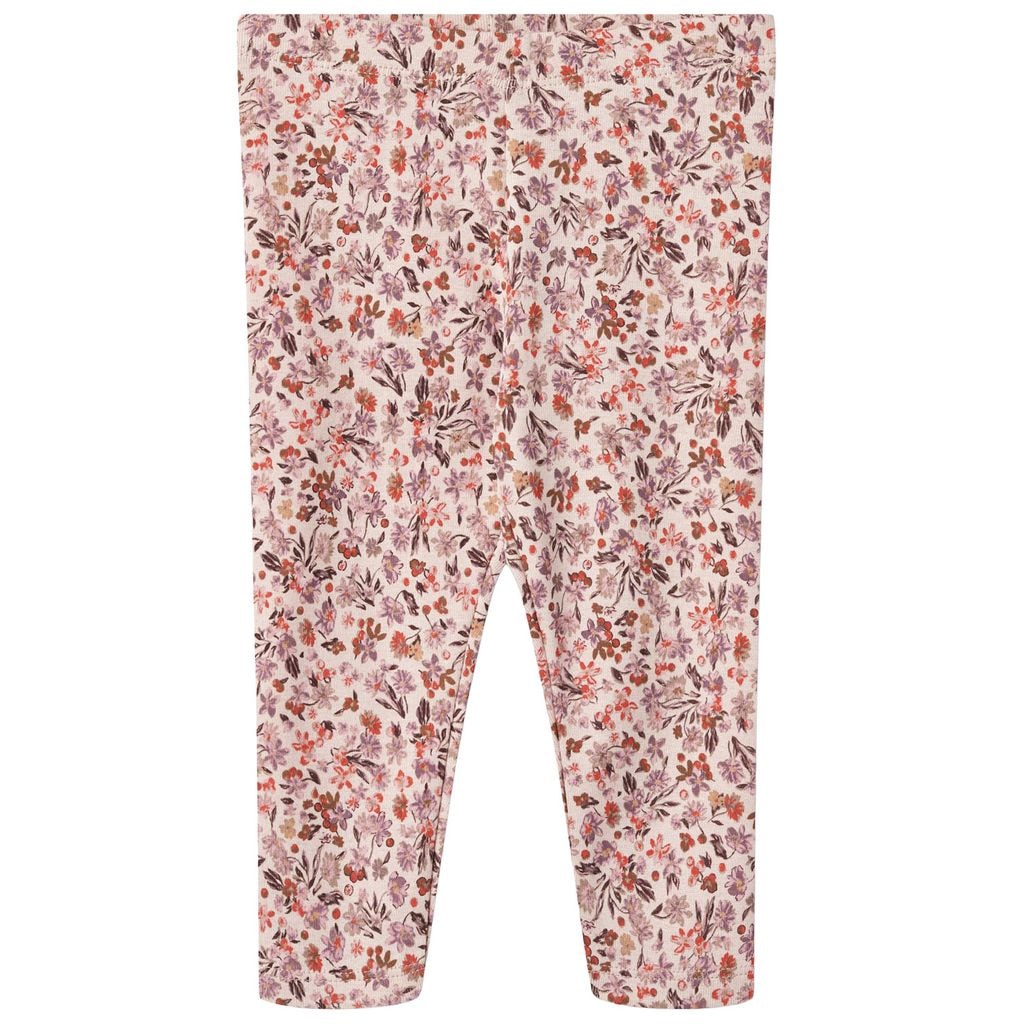 GOTS Jules Blomstrede Baby-leggings Pale Rose