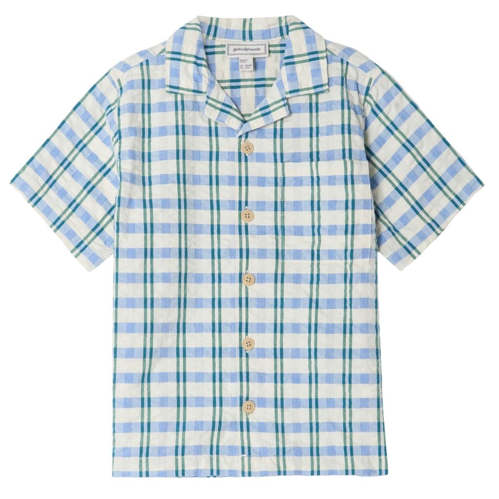 Seersucker Short-Sleeved Shirt Check Mar