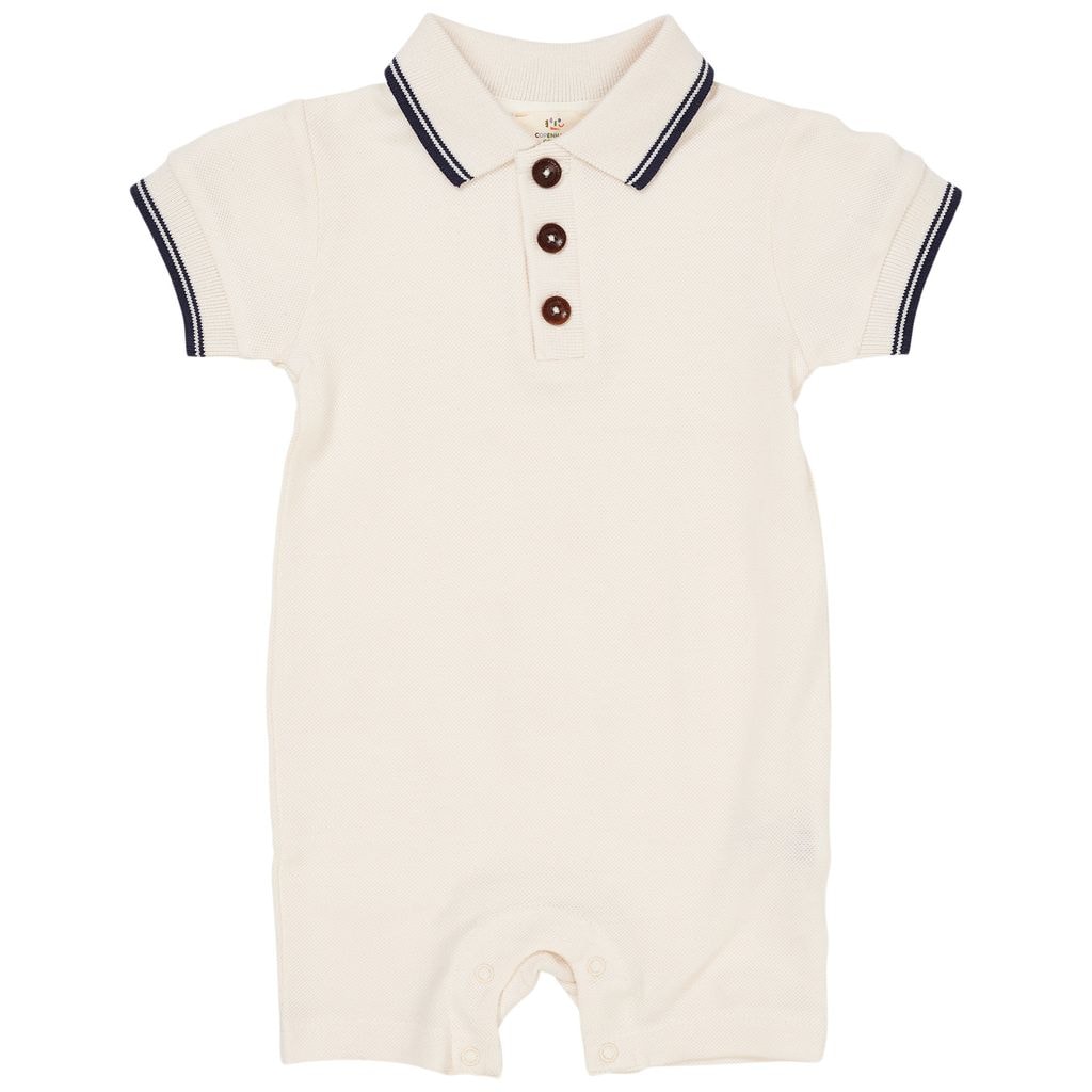 Pique Polo Romper Cream