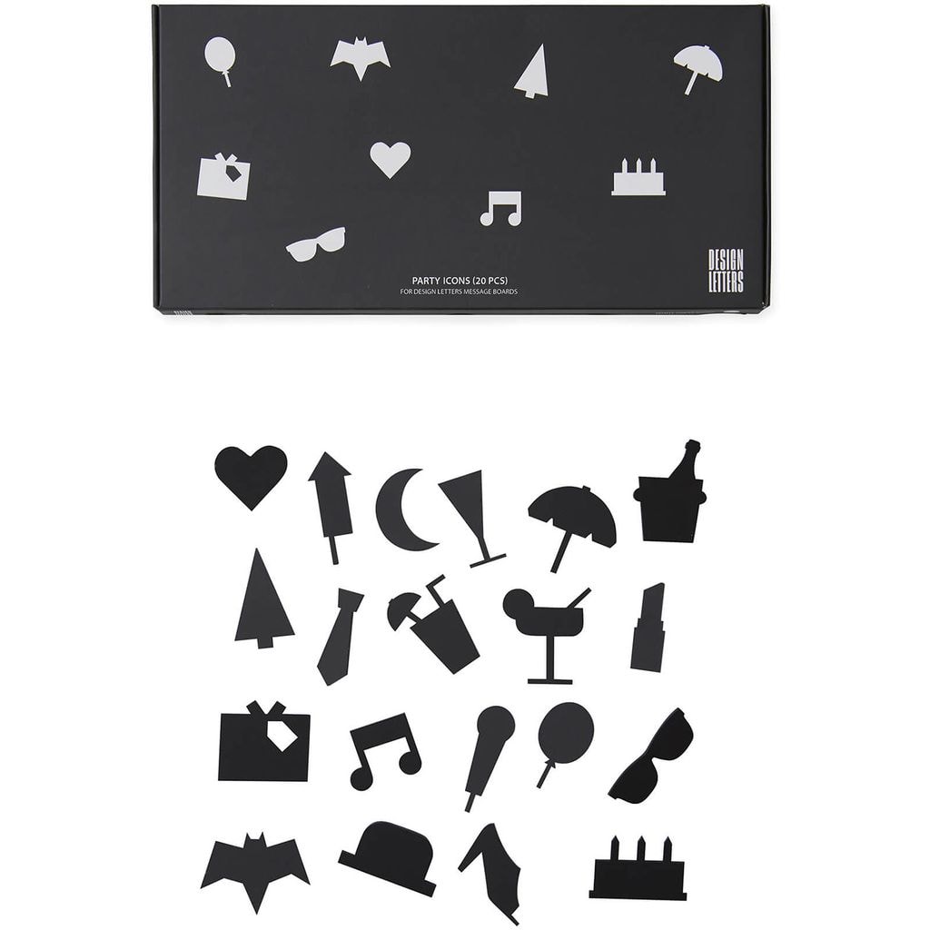 Party Icons for Message Board Black (20 Pack)