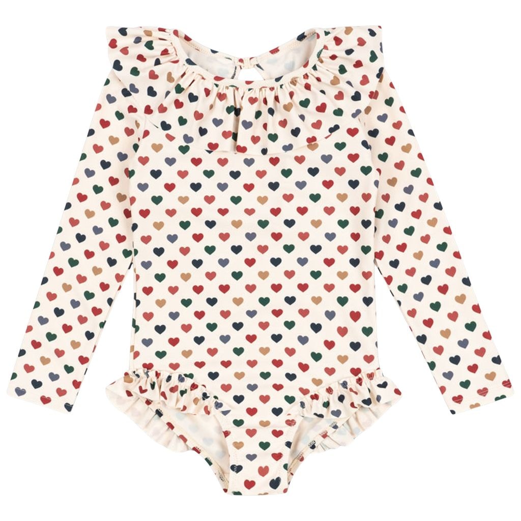 GOTS Manuca Long-Sleeved Swimsuit Coeur Coloré