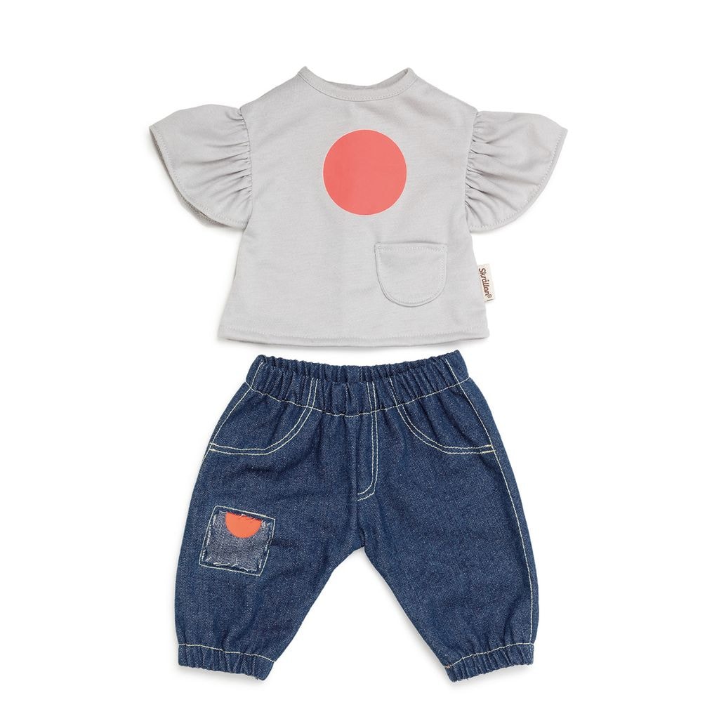 Skrållan T-Shirt & Jeans Dukke Antrekk Grå
