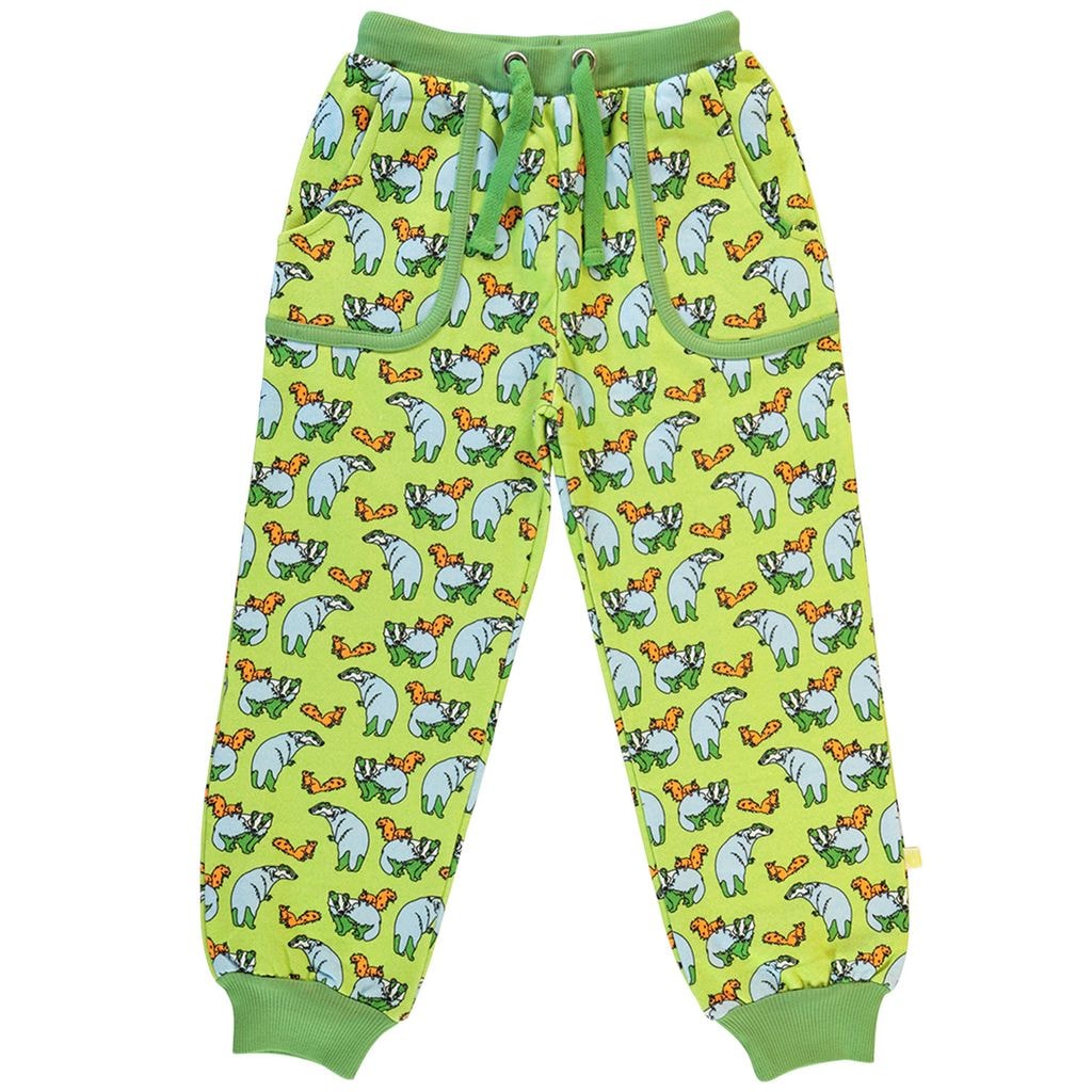 Sweatpants with badger and squirrel  Pear Green