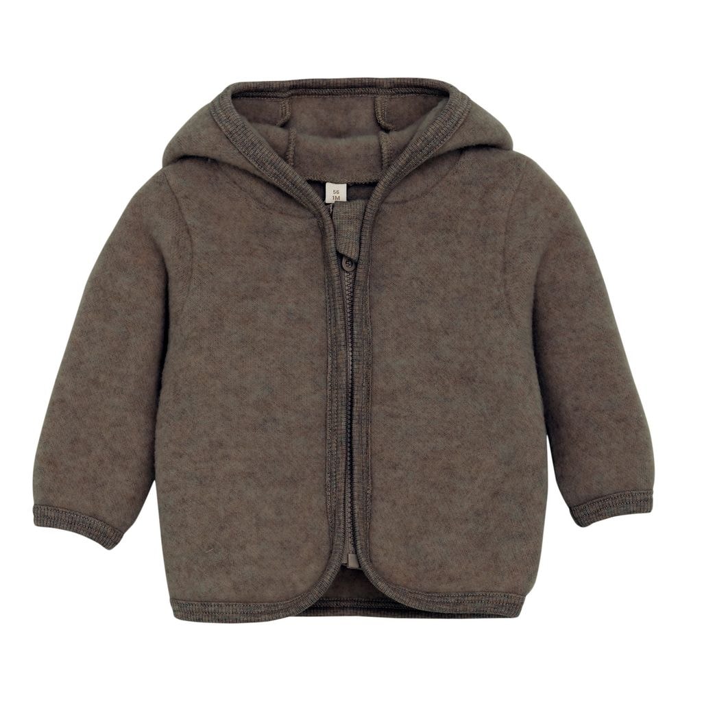 Jacket Ears Wool Fleece (M) Brown Melange