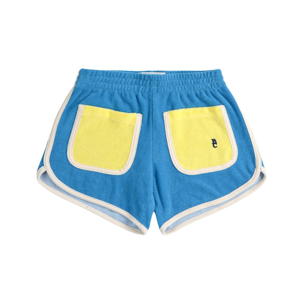 Blue Color Block 테리 천 반바지 Light Blue