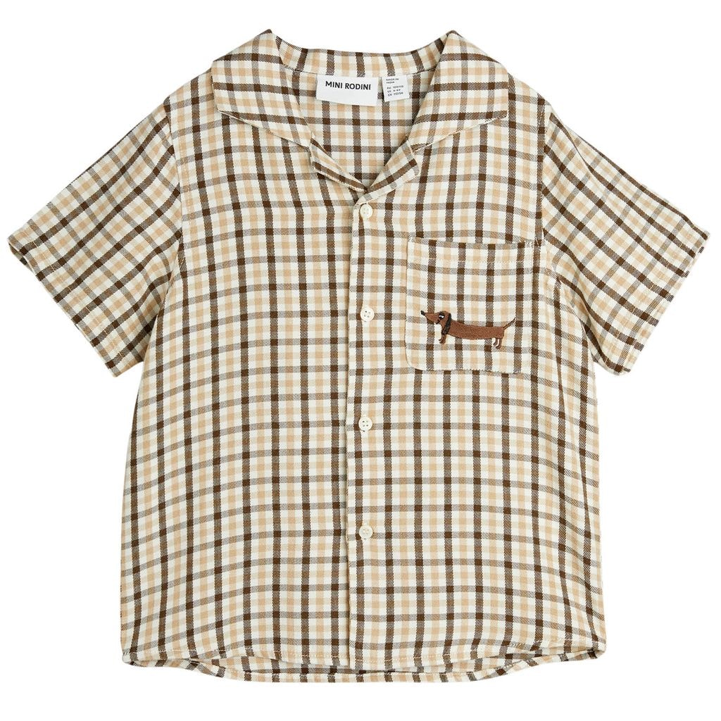 Gingham Vevd Skjorte Beige