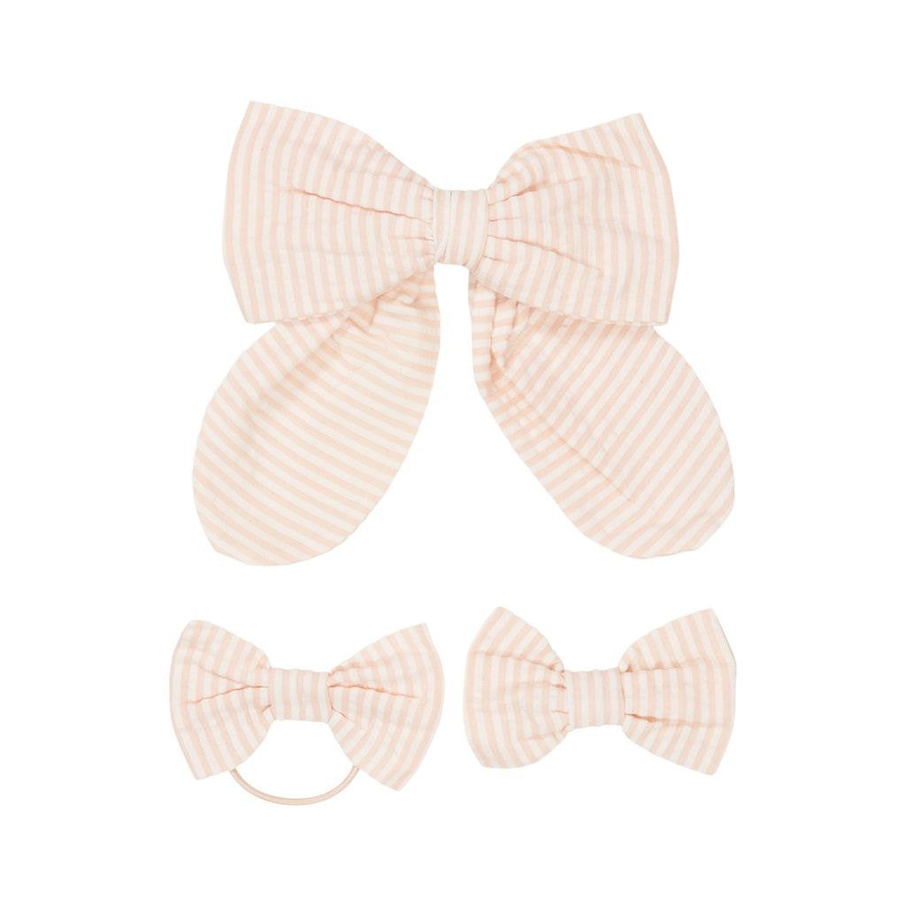 3-Pack Hair Clips Dusty Rose Cream Stripe