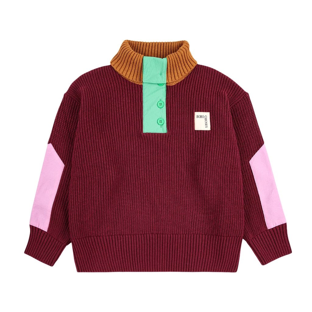 Color Block Jumper Burgundy Red