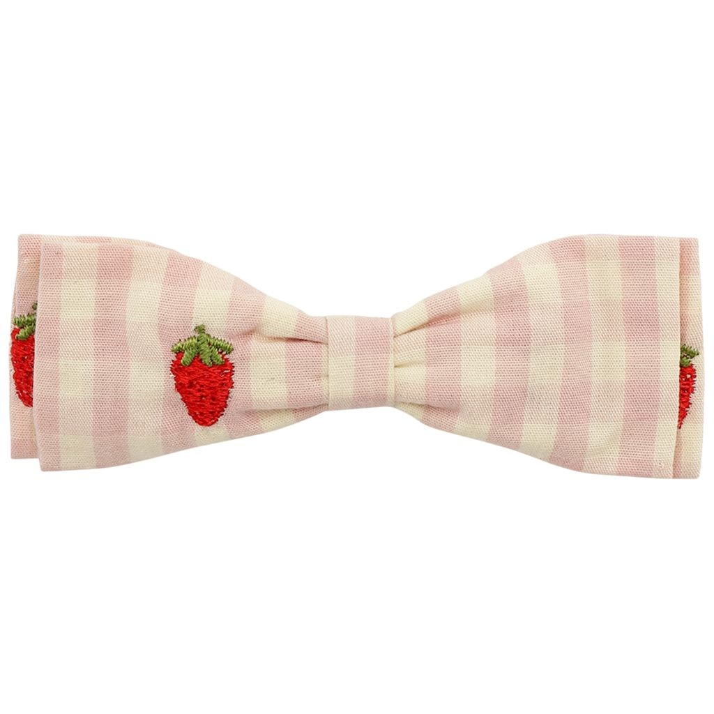 Dolly Bow Hair Clip Pink Berry Gingham