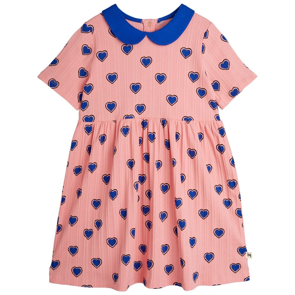 GOTS Outlined Hearts Dress Pink
