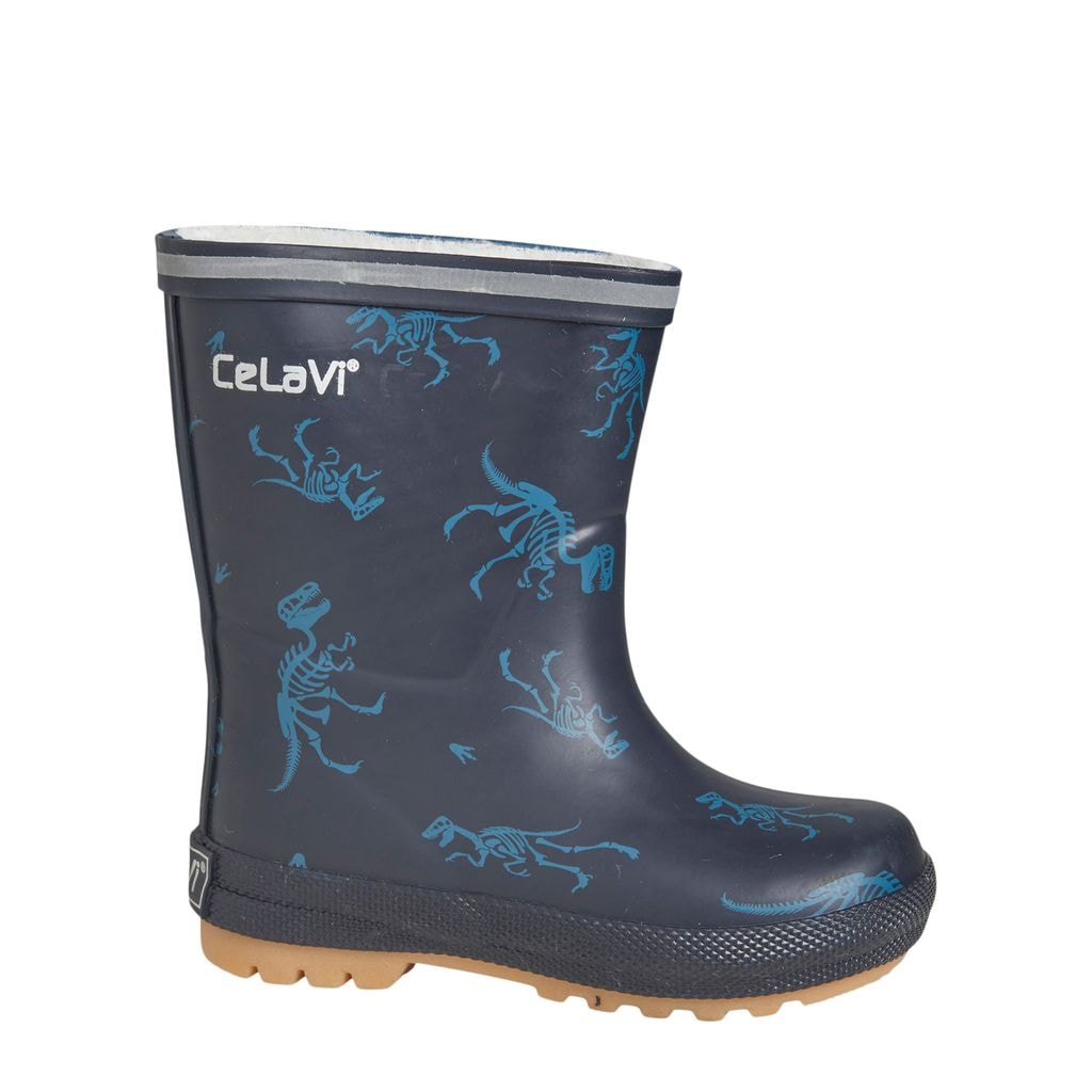 Printed Lined Rain Boots Navy