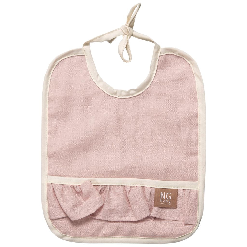 Bib Linen With Ruffle Rose