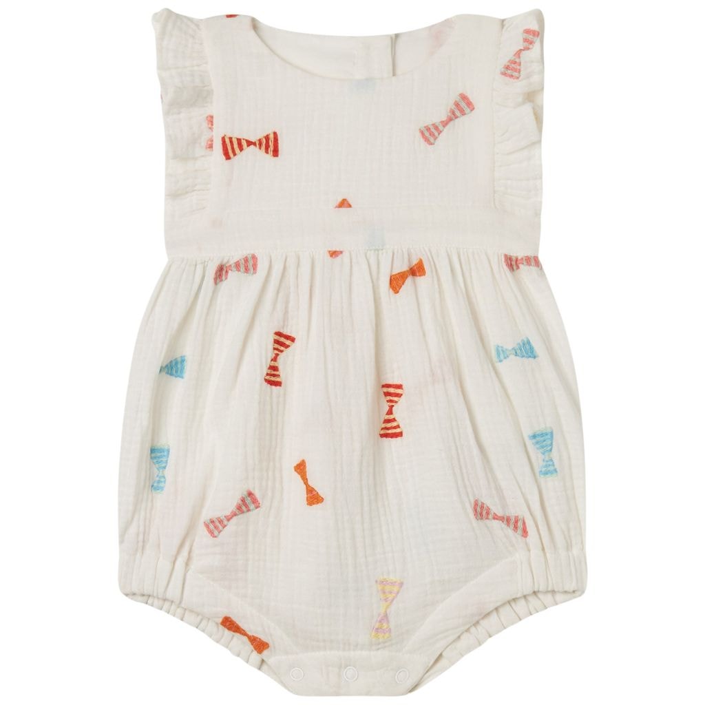 Embroidered Romper Cream