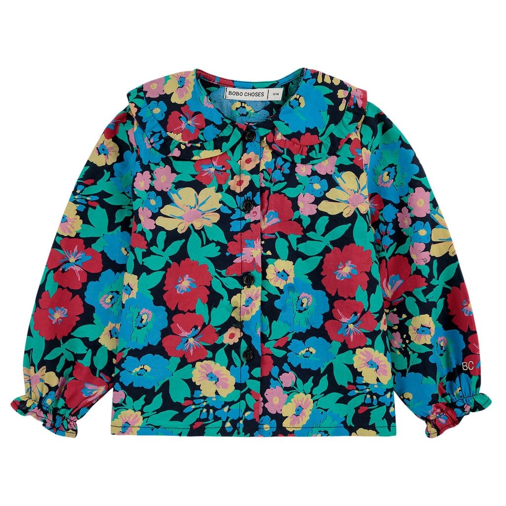 Baby Flowers Woven Blouse Midnight Blue