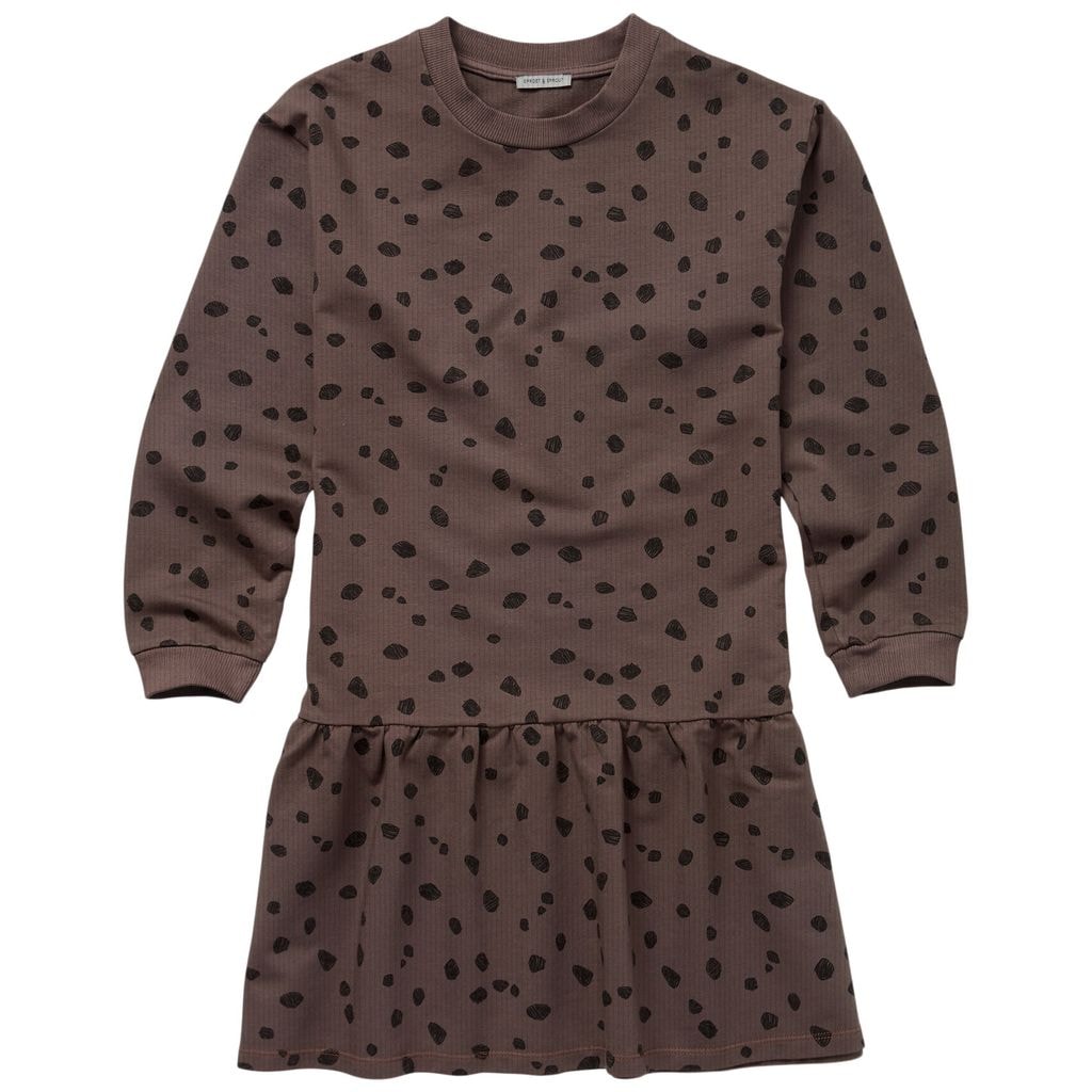 Ribbed Printed Dress Brown