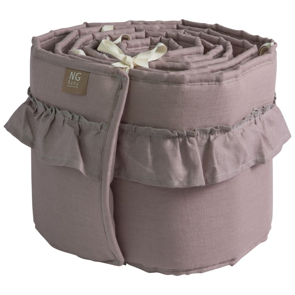 Bumper Cradle Linen Med Volang Dusty Pink