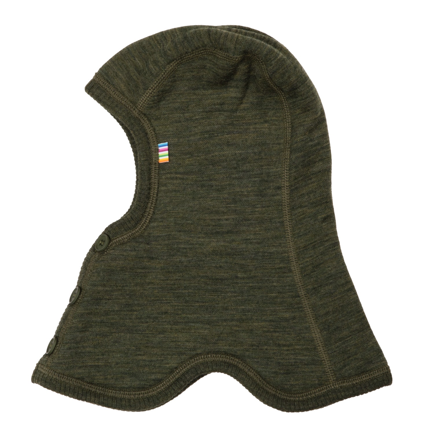 Balaklava I Ull Med Knappar Moss Green