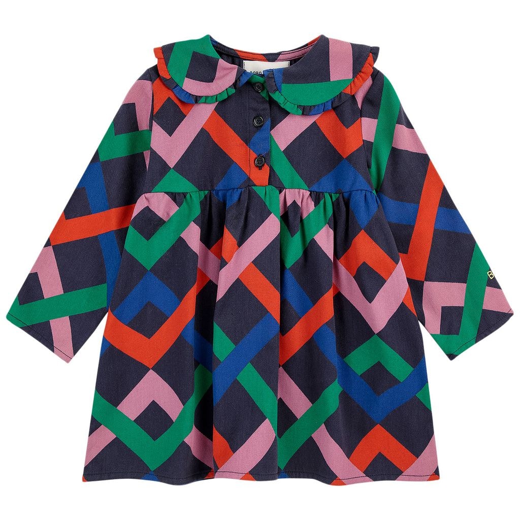 Multicolor Garland Woven Dress Midnight Blue