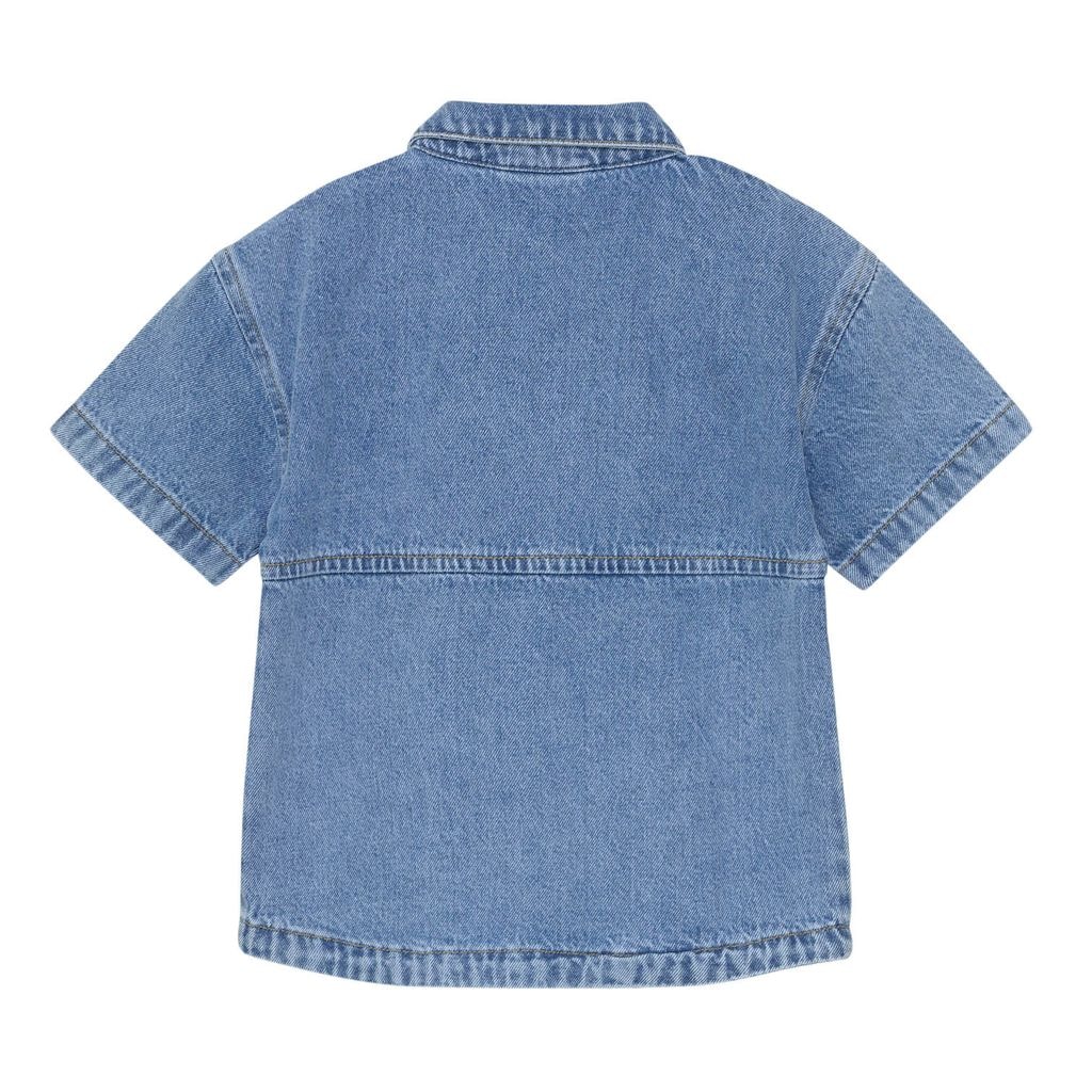Kortärmad Jeansskjorta Light Denim Blue