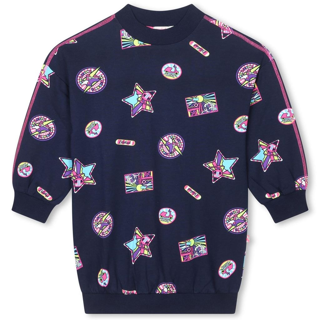 Printed Sweat Dress Navy