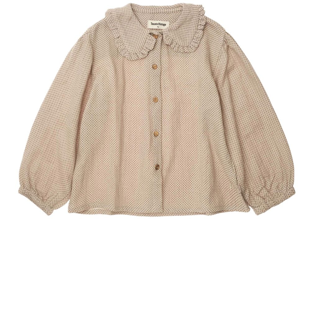 Polka Dot Blouse Beige Blouse Brown