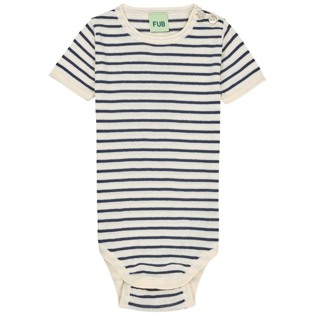 Stickad Baby Body Ecru/dark Navy