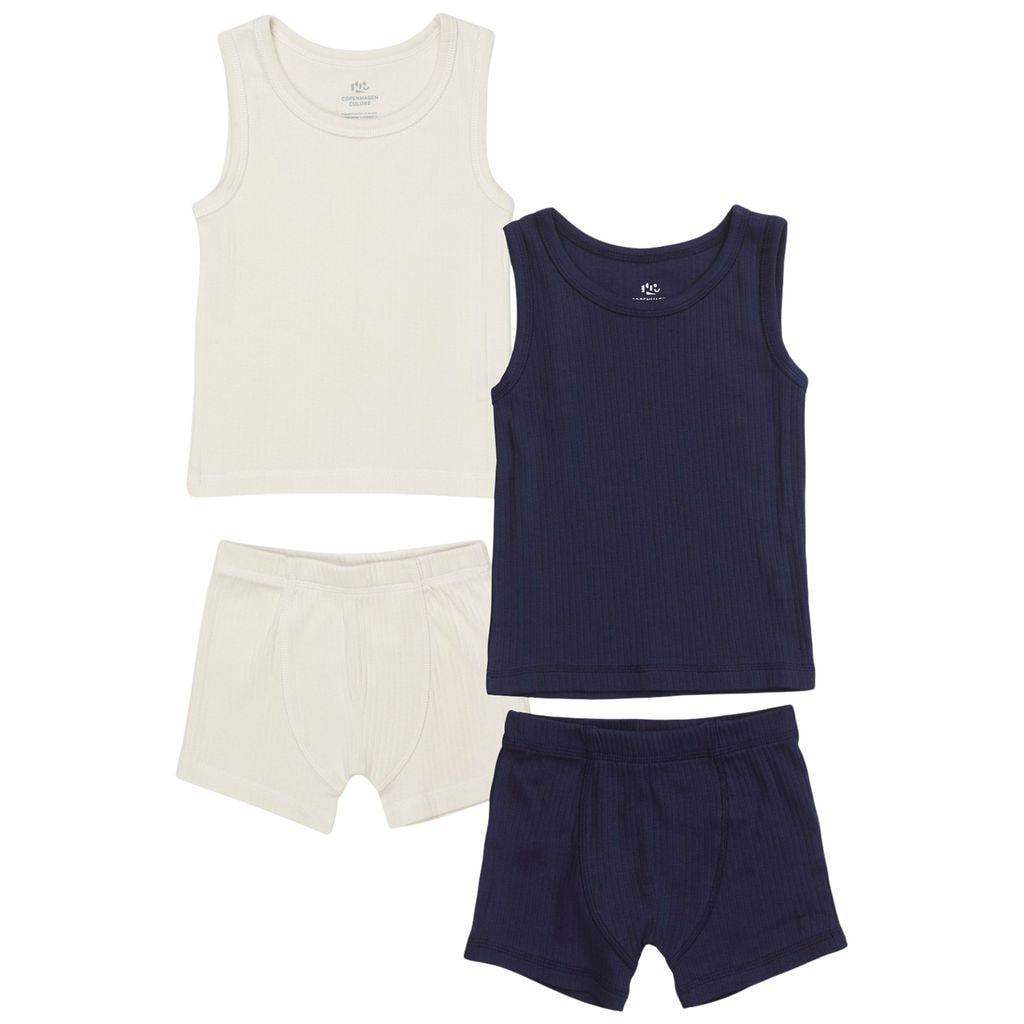 2-pack Ribbed Underwear Sets Navy