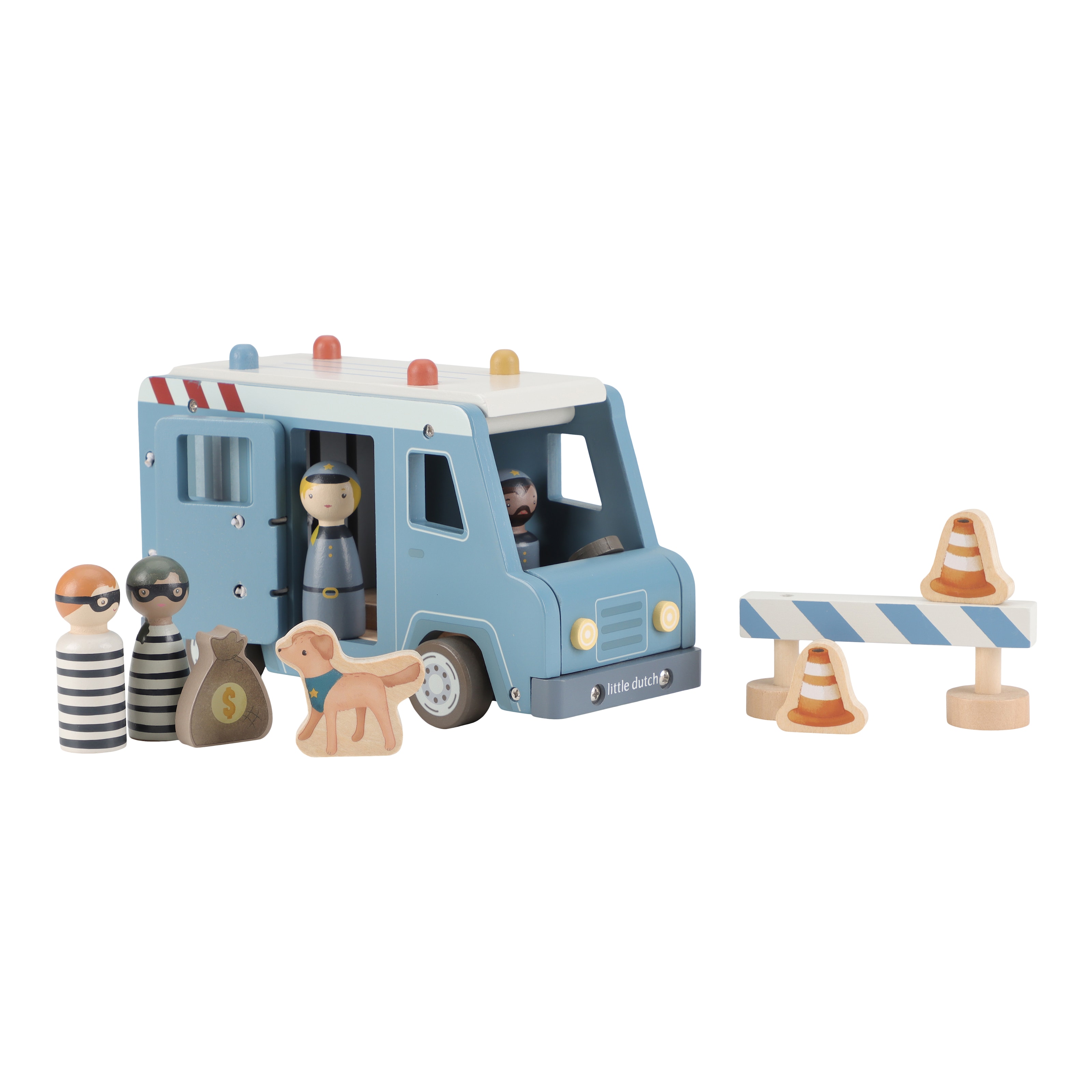 Police Car With Wooden  Figures Blue