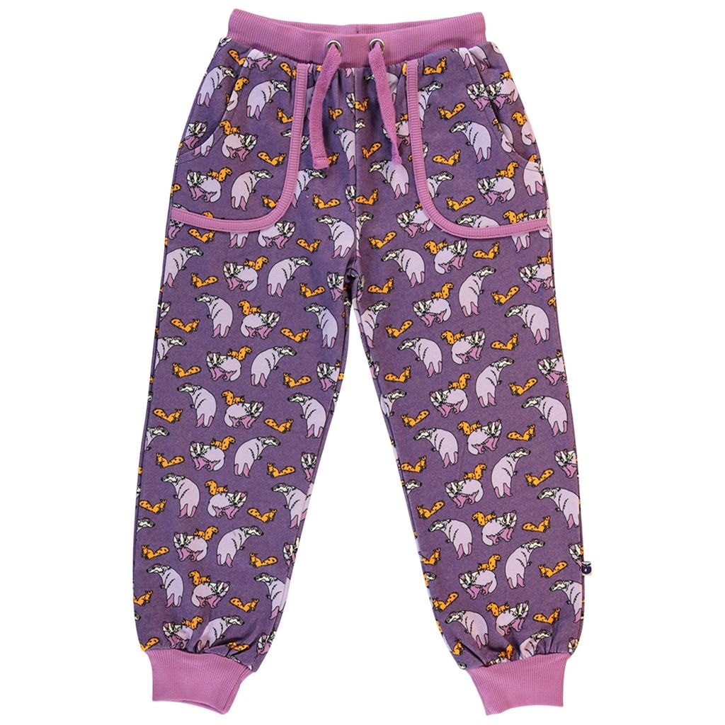 Sweatpants with badger and squirrel  Loganberry