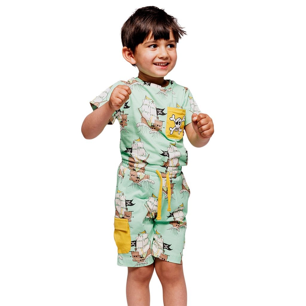Pirate Ships Shorts Minty Green Tea