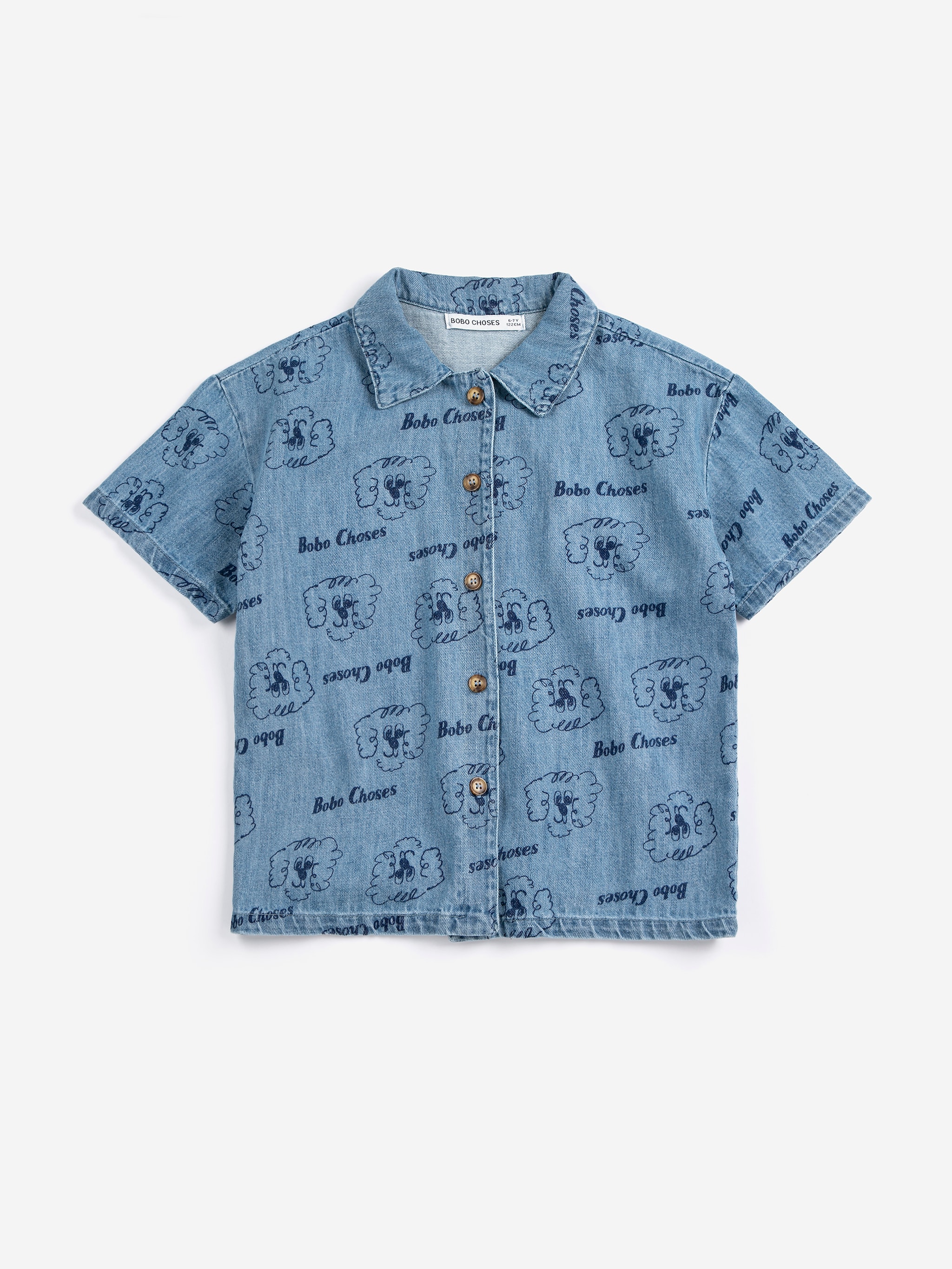 Pickle The Dog All Over Denim Shirt Prussian Blue 