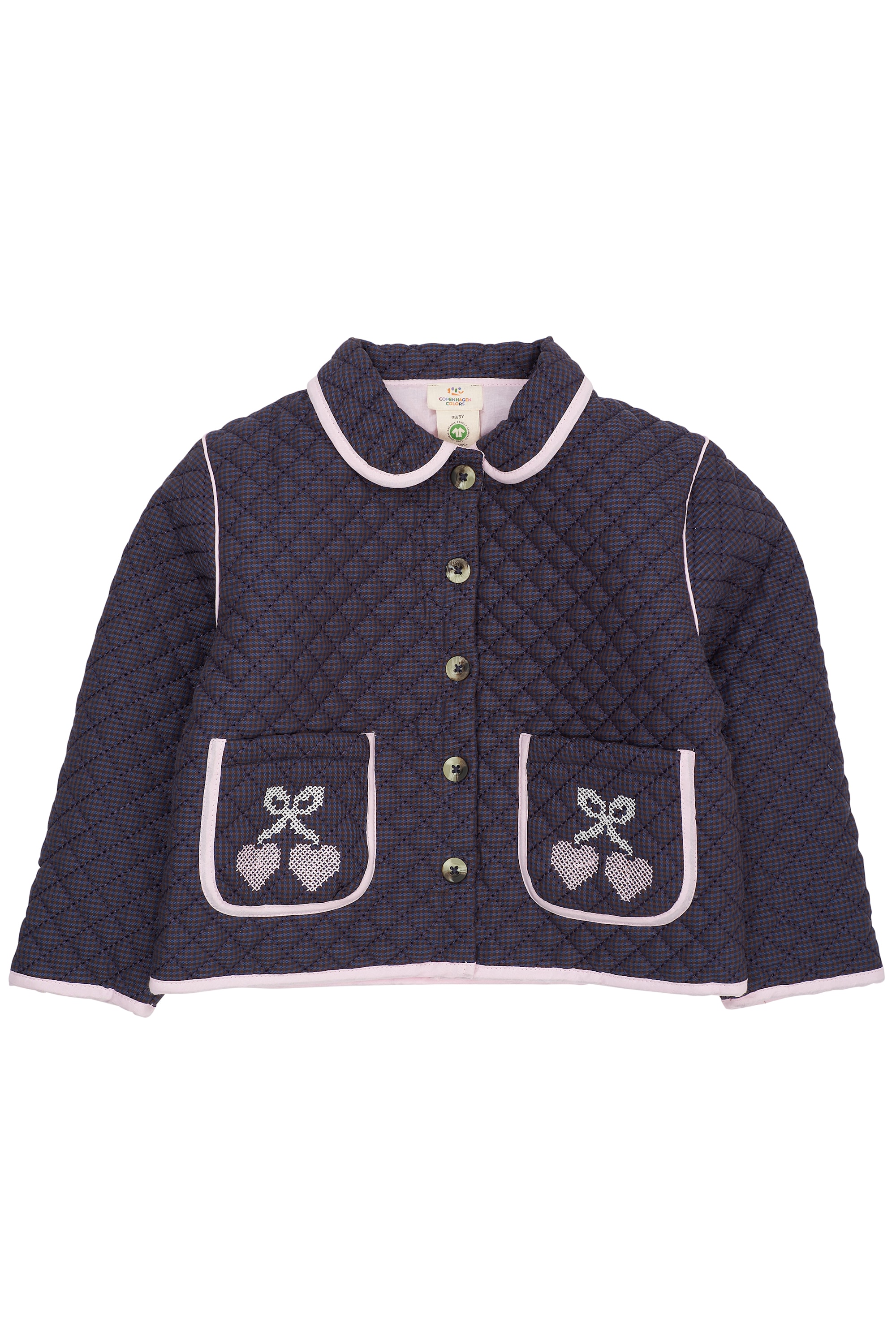 Checkered Quilted Jacket W. Emb. Brown Blue Check