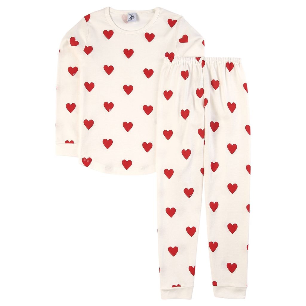 Hjärtmönstrad Pyjamas Vit