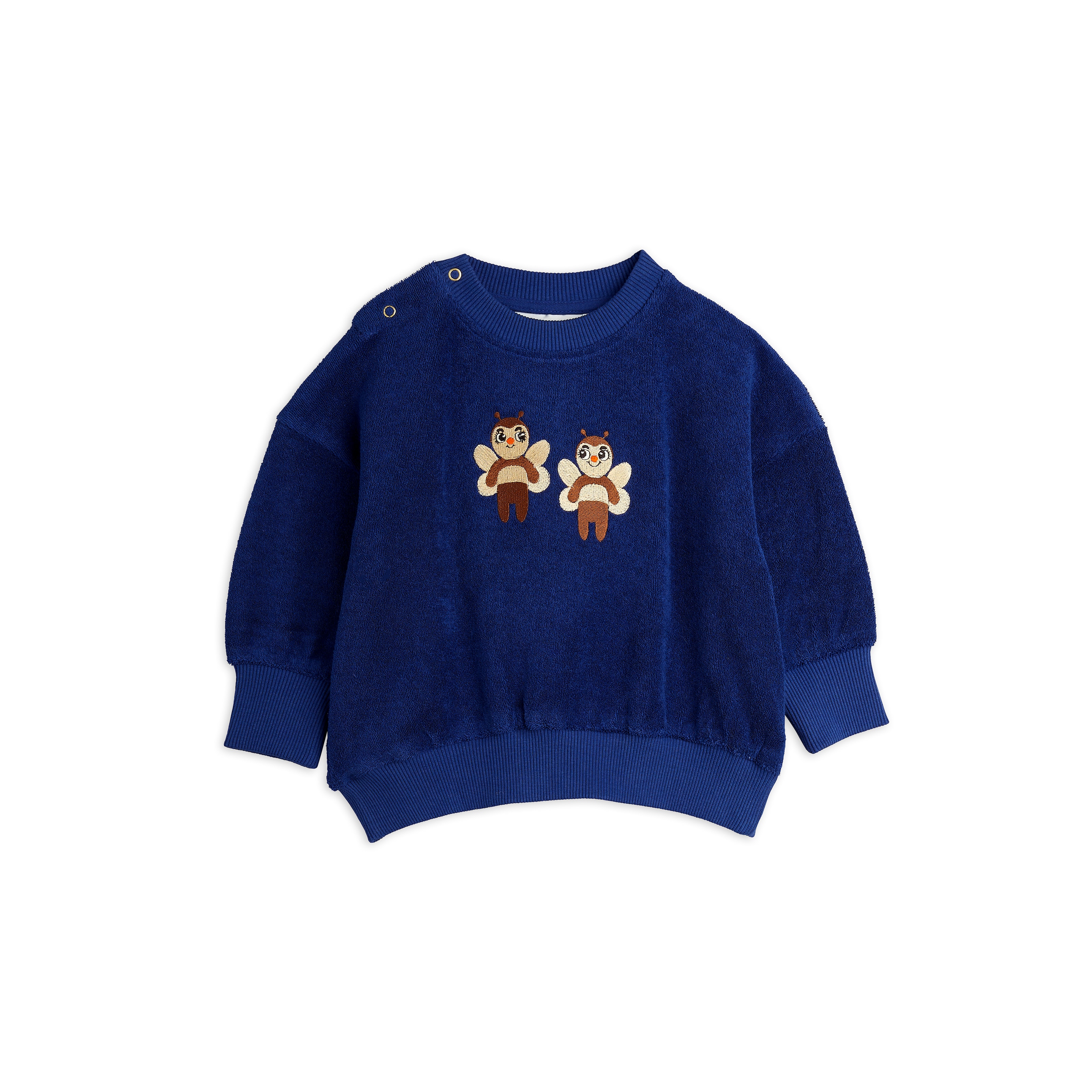 GOTS Bees Emb Terry Sweatshirt Blue