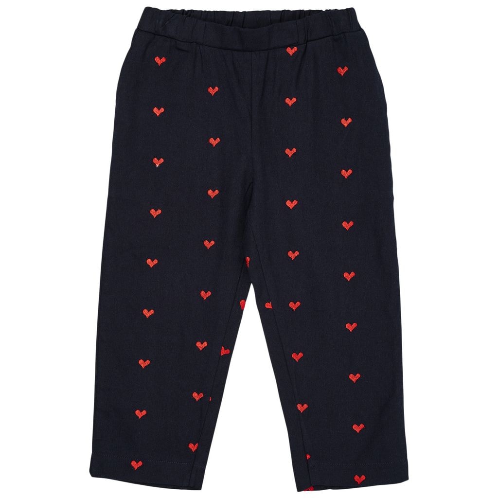 Twill Heart Pants Navy w. Red Hearts