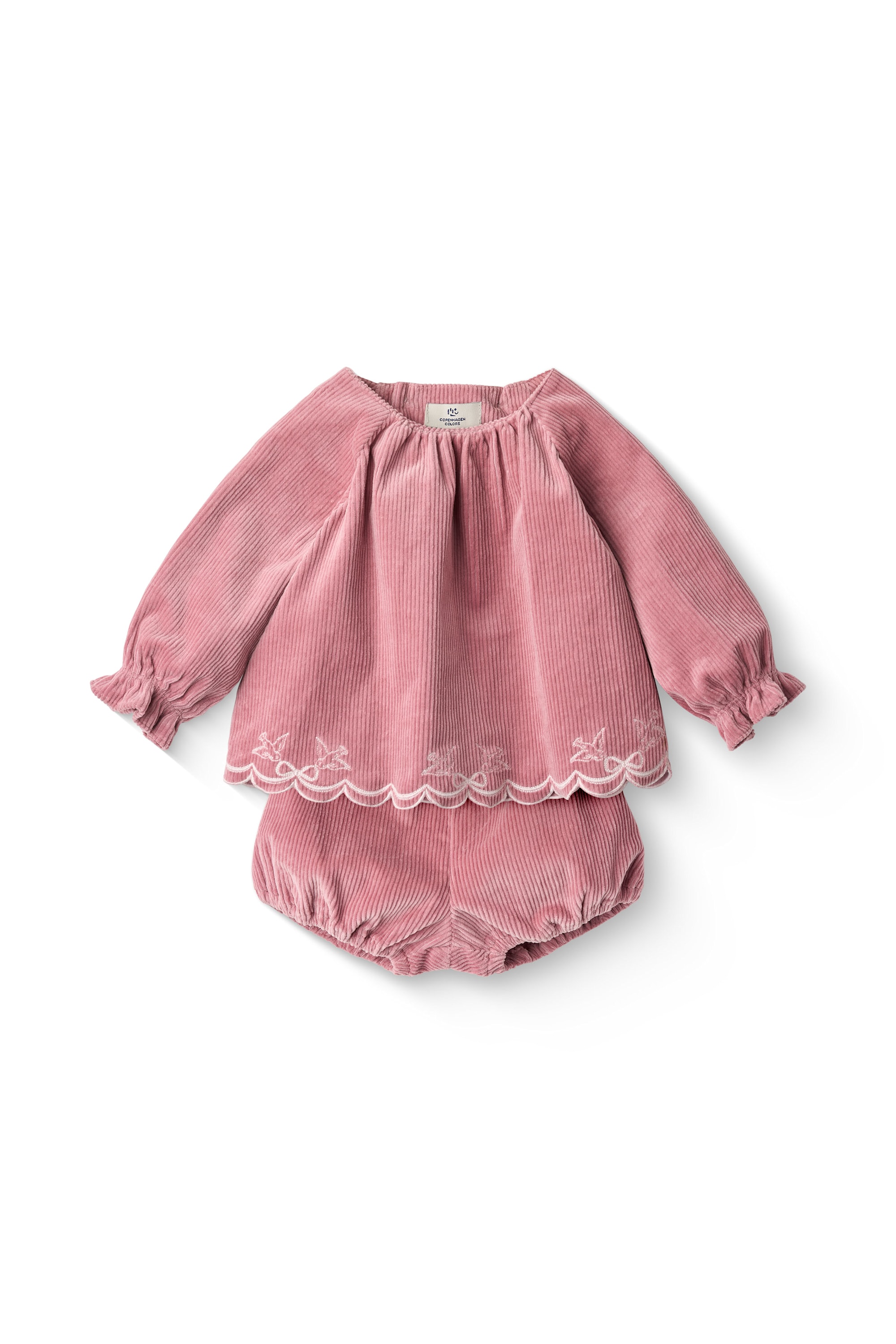 Corduroy Baby Set W. Emb. Rose