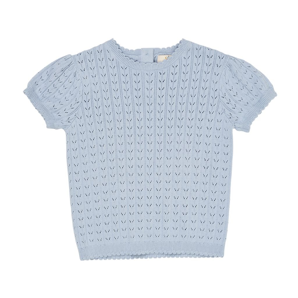 Knitted Pointelle Blouse Dusty Blue
