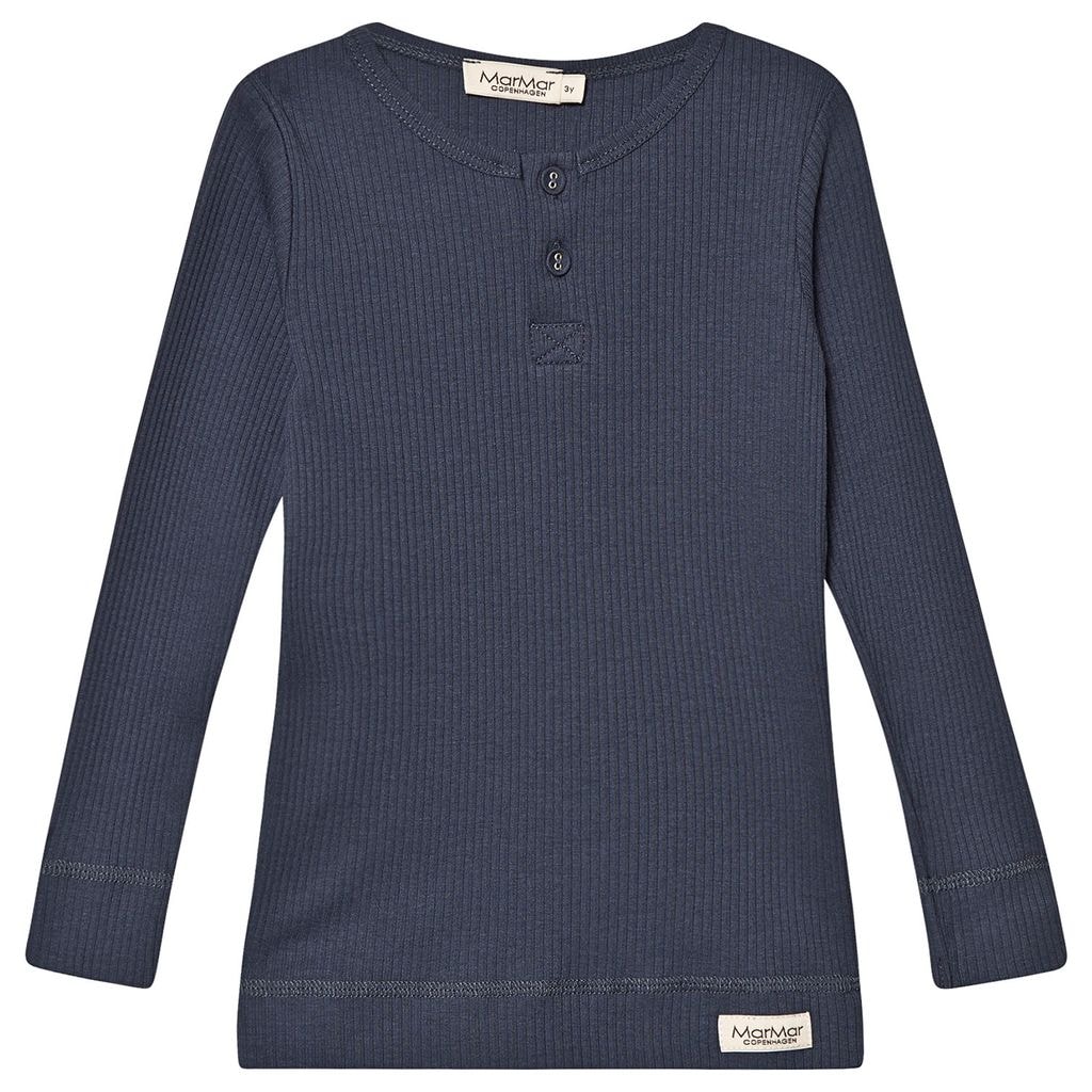 Rib Långärmad T-shirt Blå