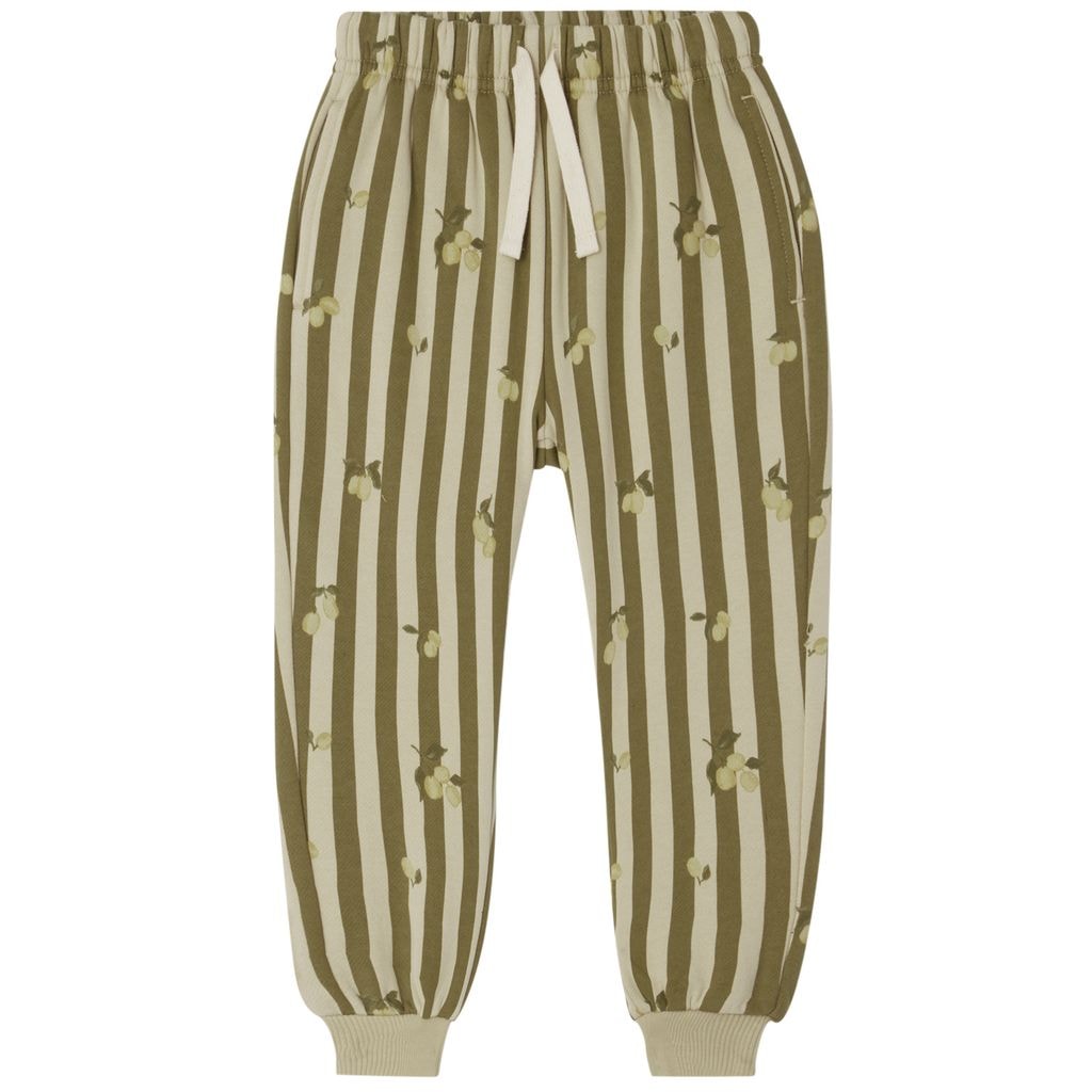 Striped Baby Sweatpants With Plums Beige