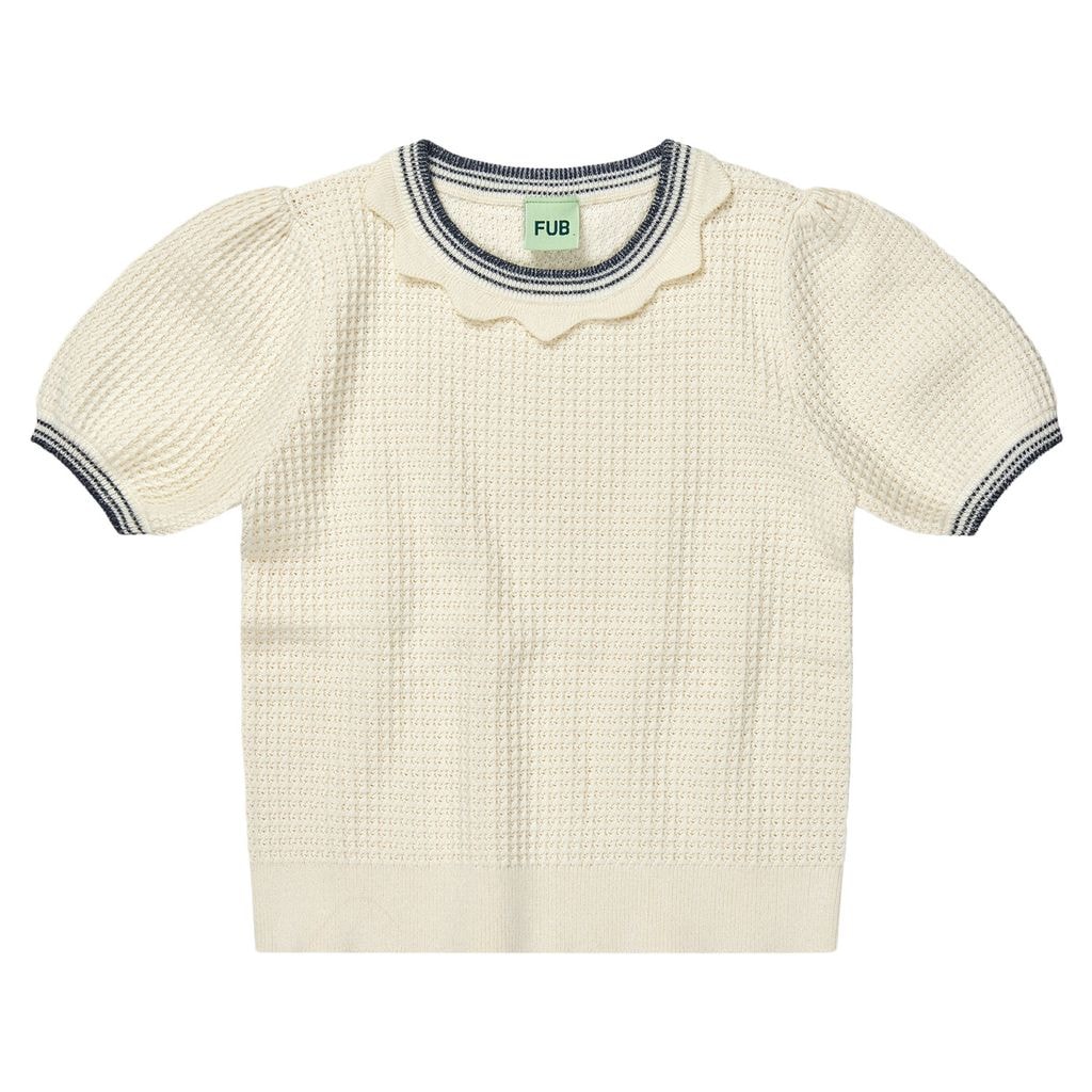 Knitted Short-Sleeved Top Ecru