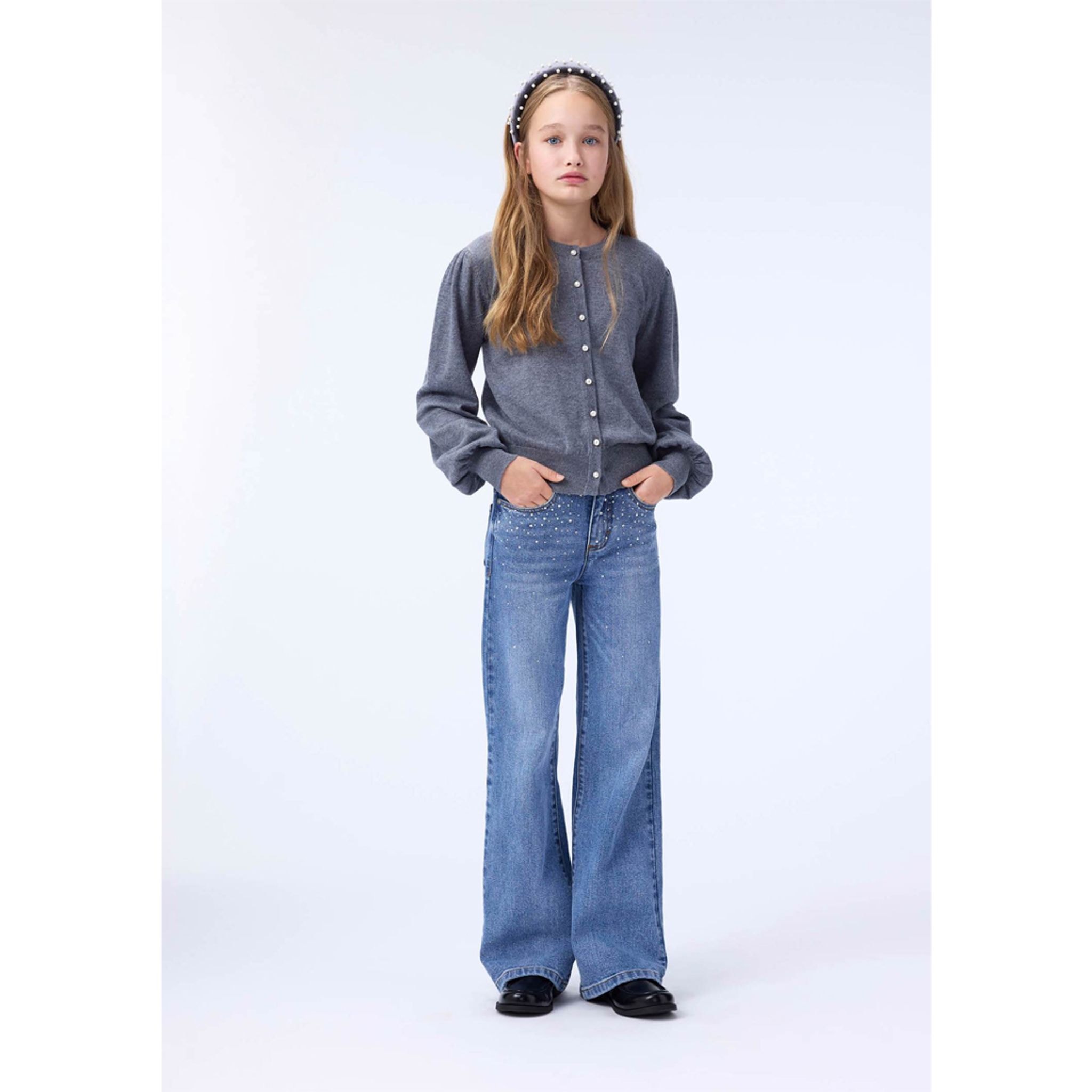 Asta Byxor I Vävt Tyg Rhinestone Denim