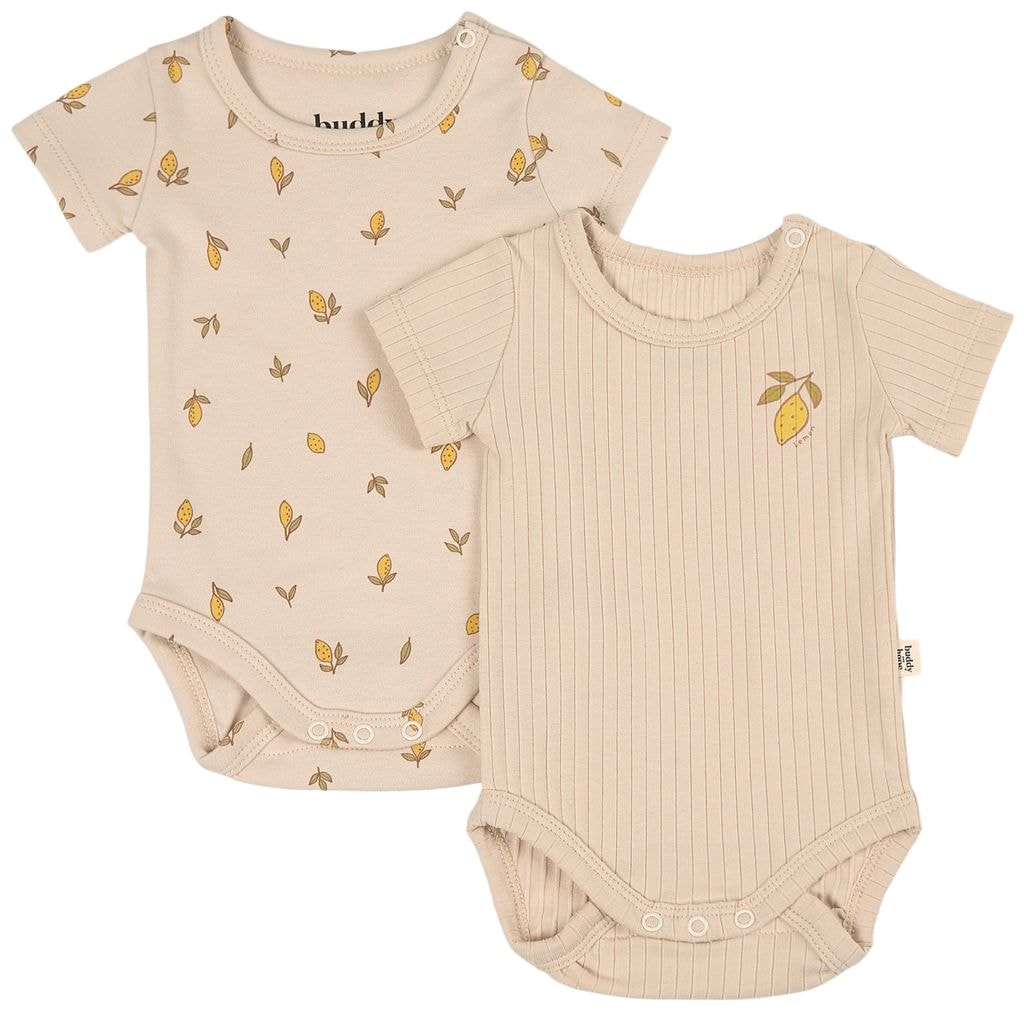Melvin GOTS 2 Babybodyer Med Citronprint Cremefarvede