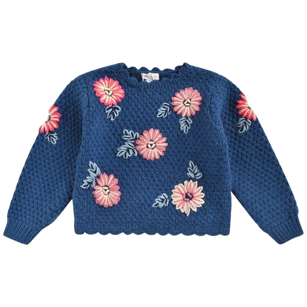 Acia Knitted Baby Sweater Ink Blue