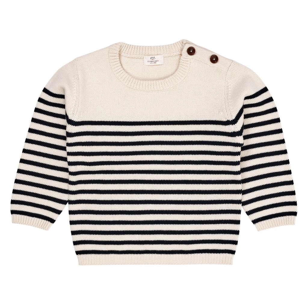 Knitted Striped Sailor Jumper  Cream Navy Combi