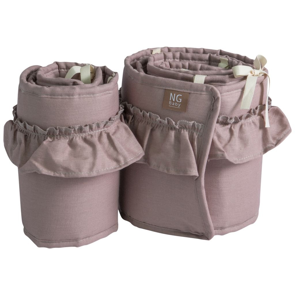 Bumper Bedside Crib Linen With Ruffle Dusty Pink