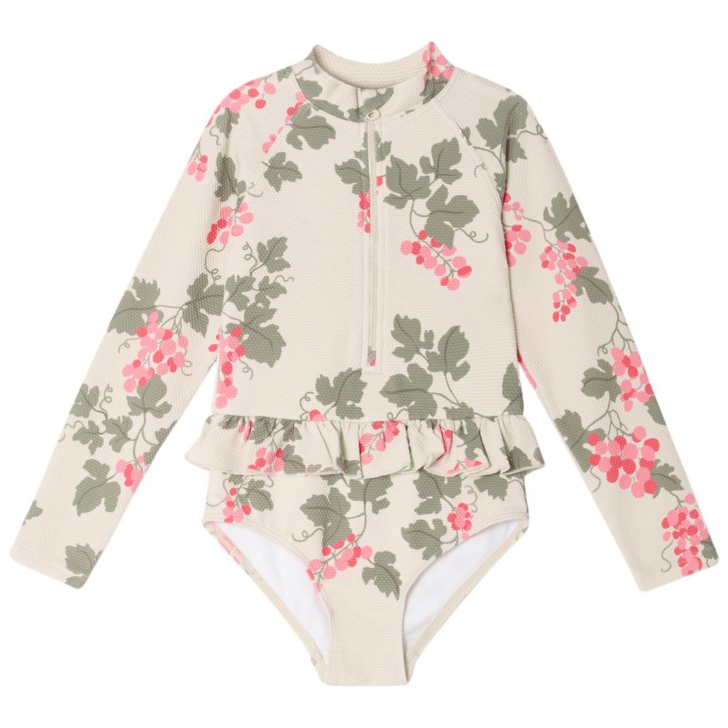 Long-Sleeved Swimsuit Grapes Pink