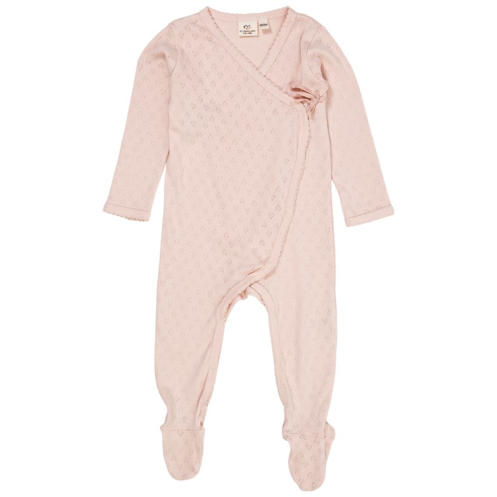 Footed Baby Body In Pointelle Dusty Rose