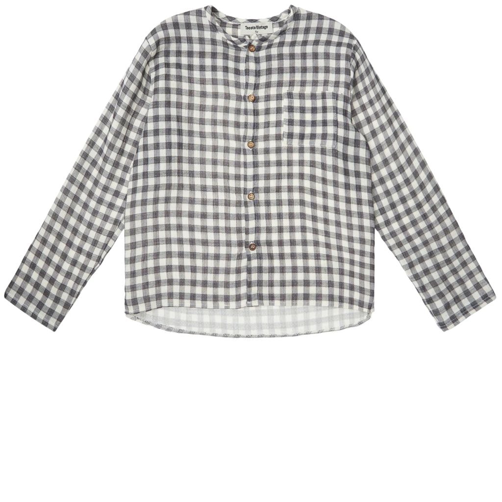 Checked Maho Neck Shirt Off White